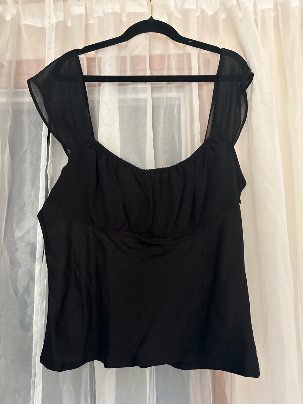 GAP Black Sheer Cap-Sleeve Scoop Neck Camisole